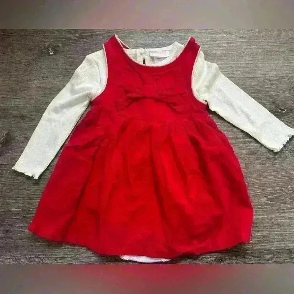 Girls Dress Size 24M Baby Red Christmas party dress Ribbon by Youngland